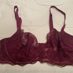 Victoria's Secret Burgundy Unlined Lace Bra